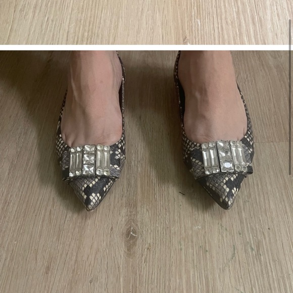 Michael Kors Michelle snake skin embellish gem point toe flats 5.5 - Picture 5 of 11